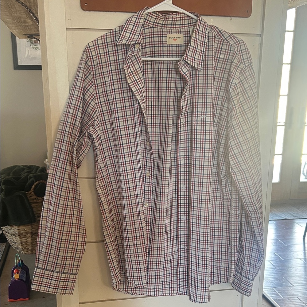 Dockers Men's Plaid Shirt - Red, Blue, and White